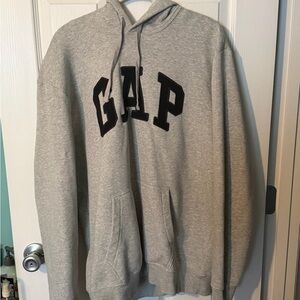 GAP Light Gray Pullover Hoodie with Black Logo